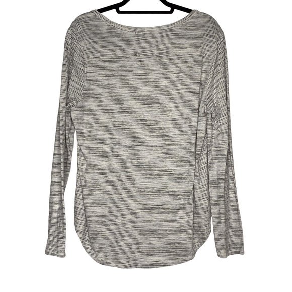 Loft Size XL White Black Gray Blue Stripes Boatneck Long Sleeve Tee - Picture 2 of 7